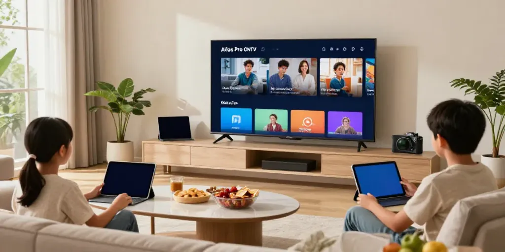 Téléchargez l'application Atlas Pro ONTV sur votre téléviseur pour une expérience de divertissement familiale.